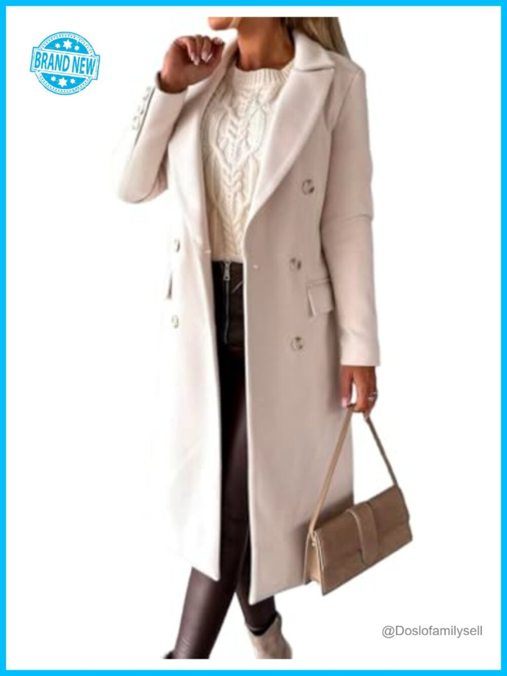 Womens Long Wool Coat Double Breasted Trench Pea Coat Fall Winter Warm